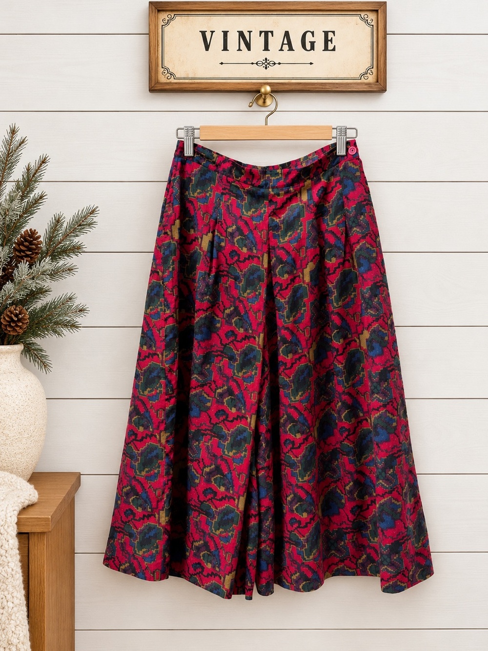 Vintage CHIC Petites Abstract Print Culotte Skirt Size 14